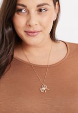 Gold Bow Pendant Necklace, , small