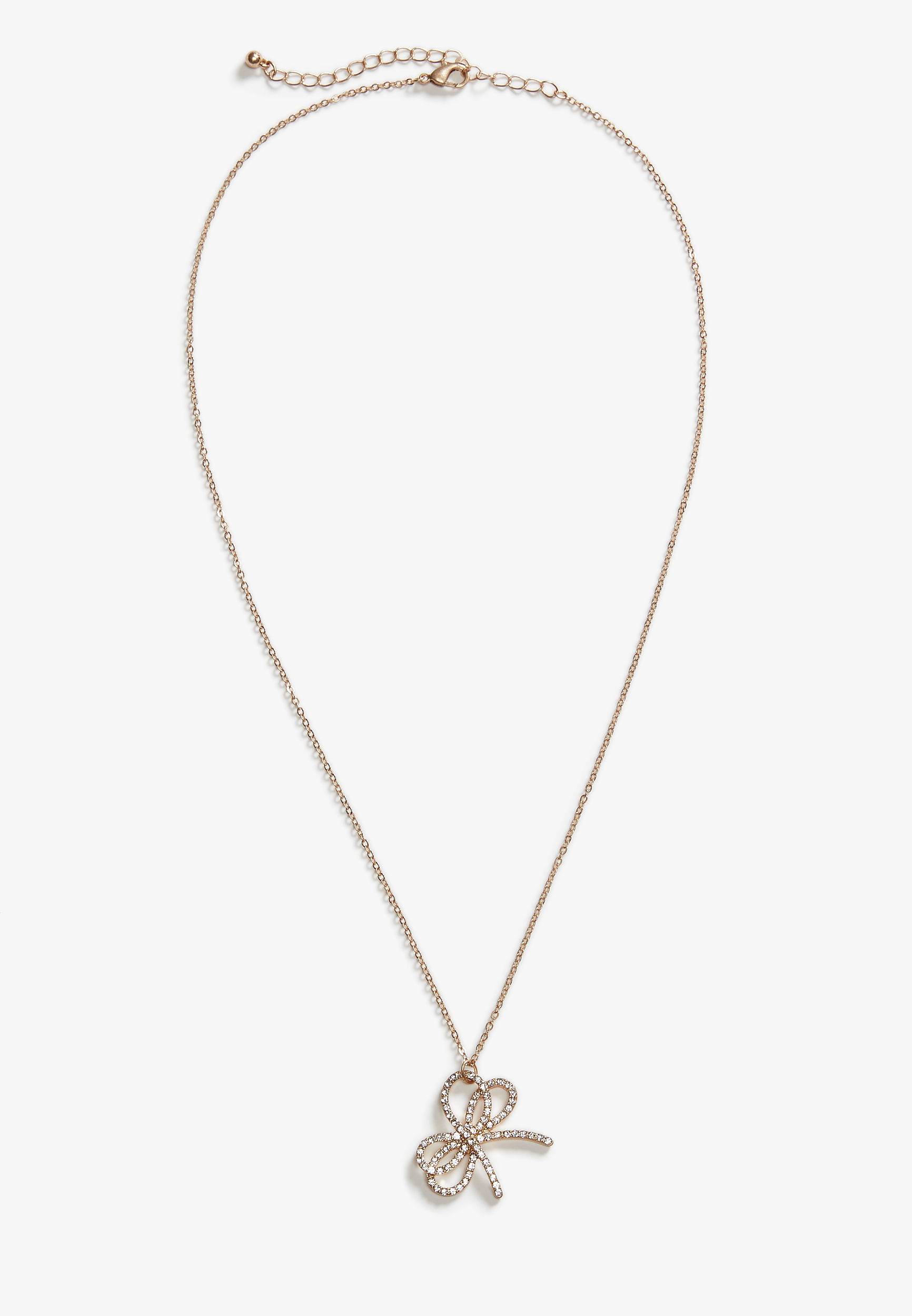 Gold Bow Pendant Necklace, , large