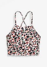 Lace Up Back High Neck Midkini Swim Top, , small