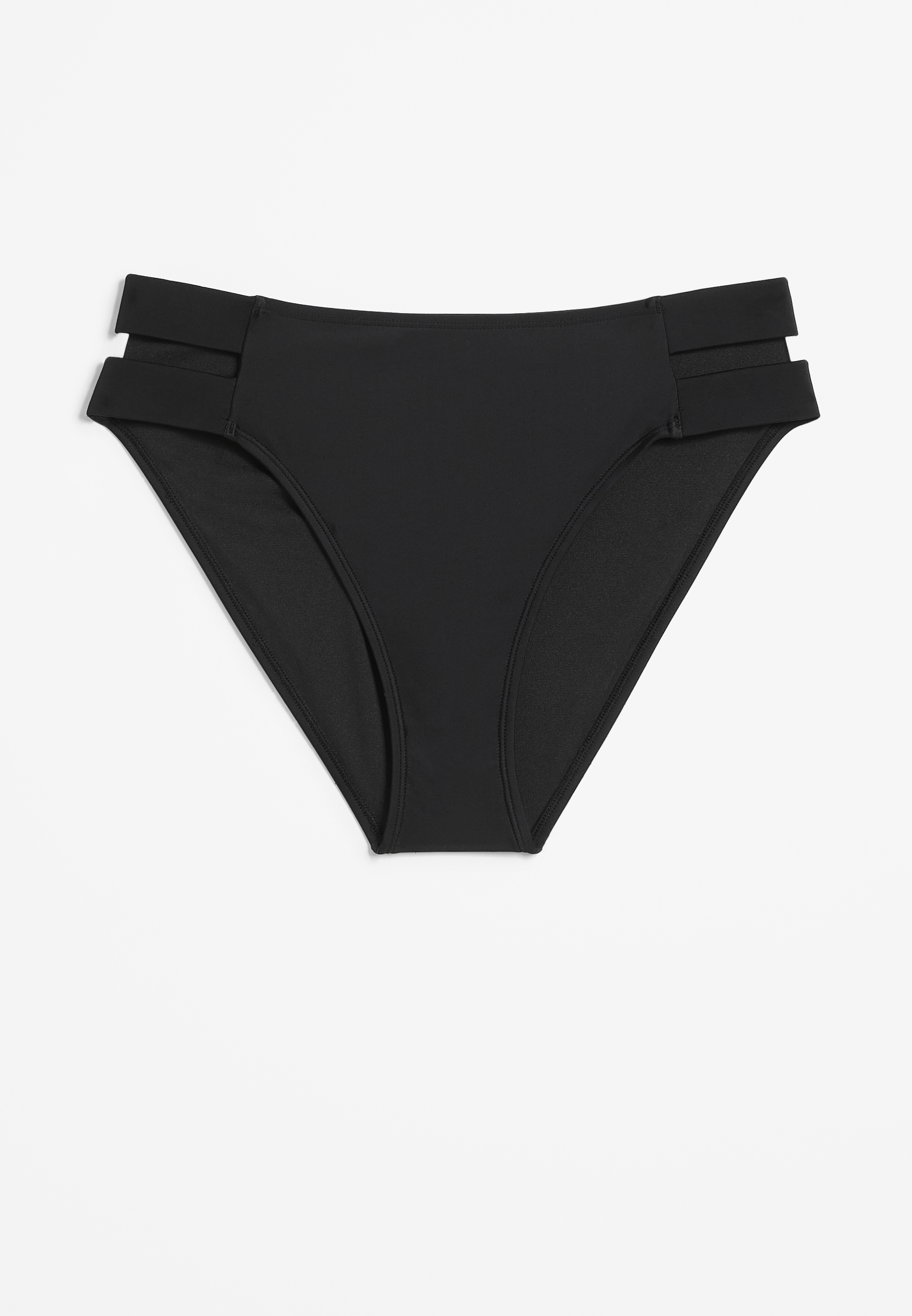 Strappy Midster Bikini Bottom, BLACK, large