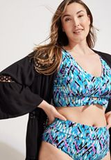 Plus Size Front Tie Bikini SwimTop, C7346, small