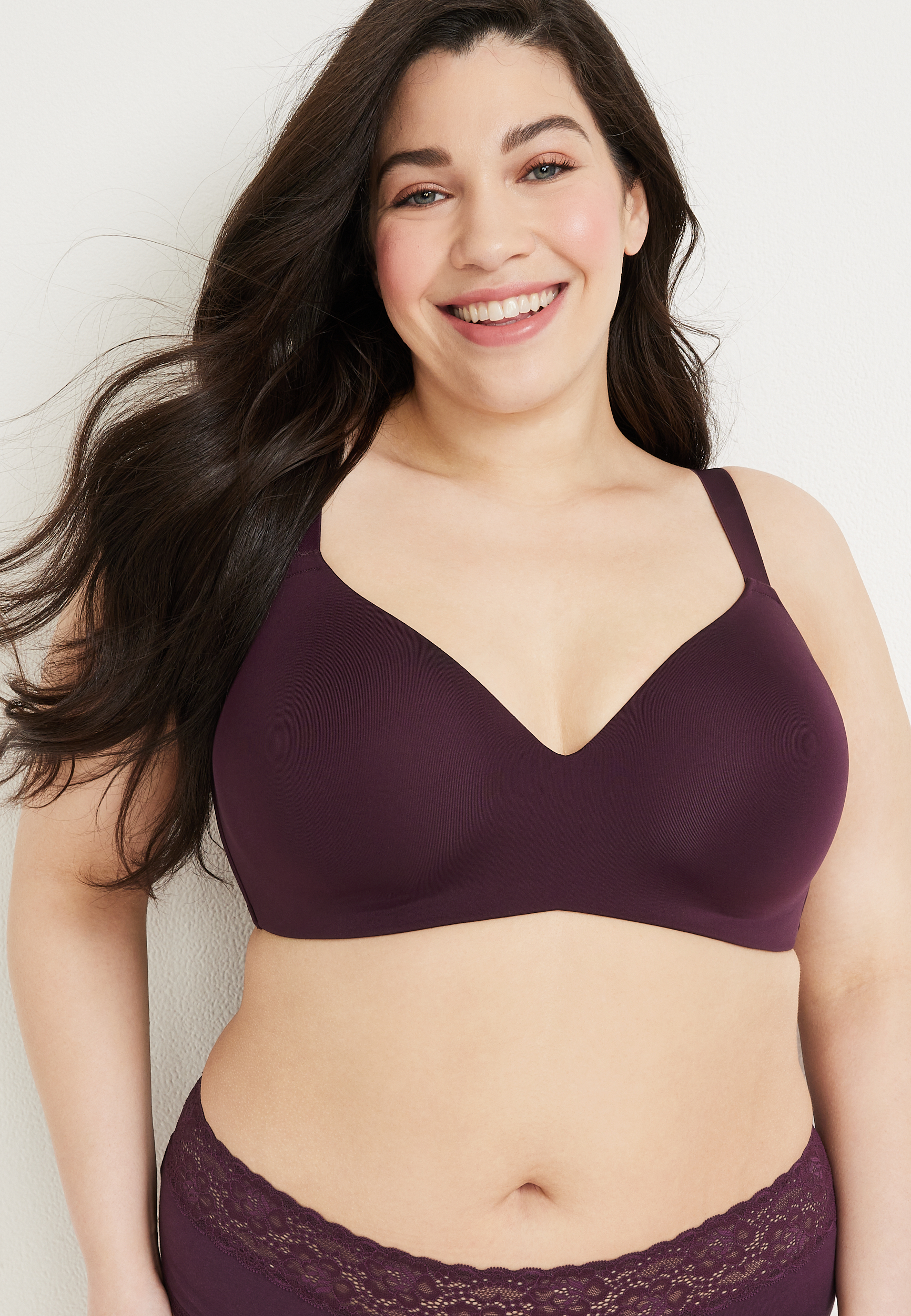 SmoothBliss Wireless Full Coverage Bra, BORDEAUX WINE, large