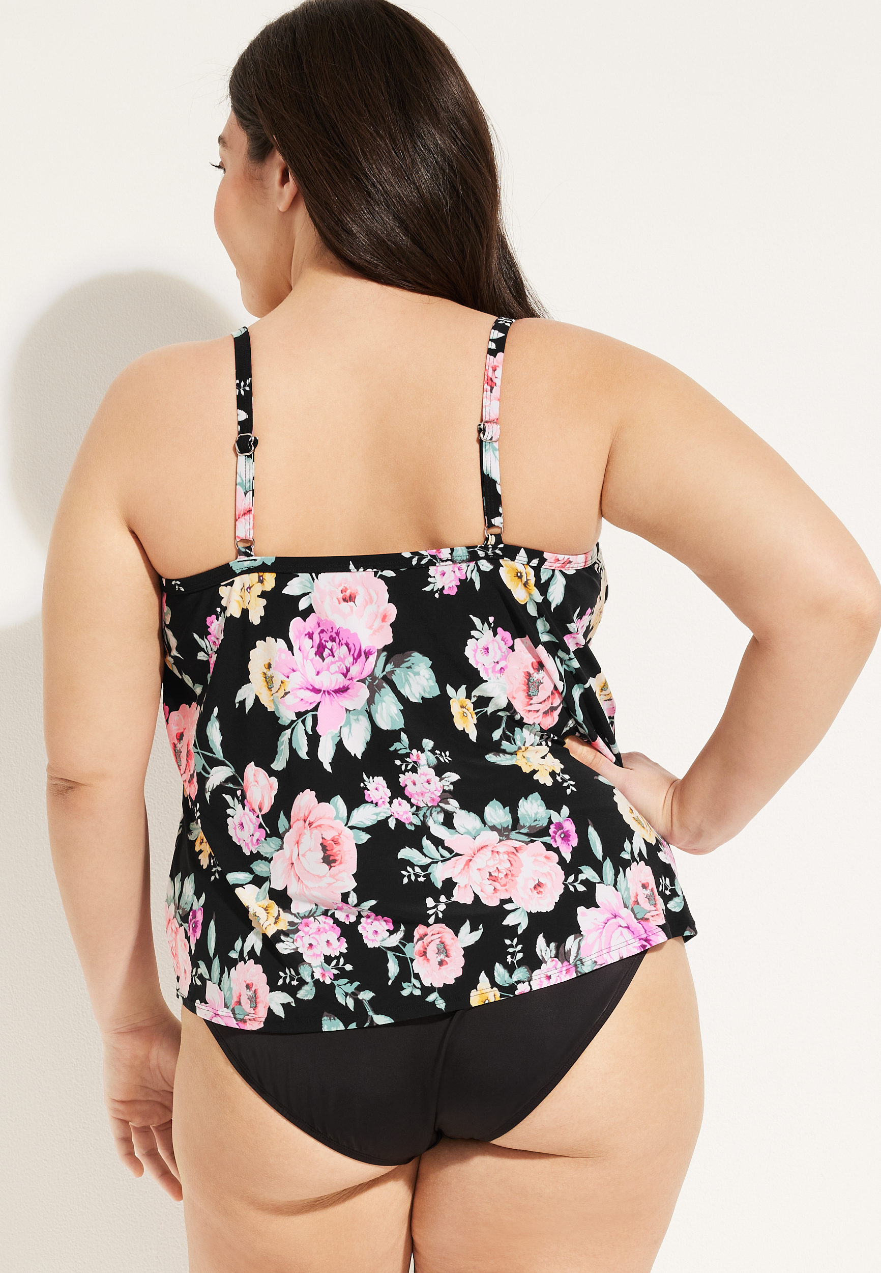 Plus Size Hanky Hem Tankini Swim Top, C6415, large