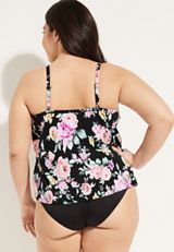Plus Size Hanky Hem Tankini Swim Top, C6415, small