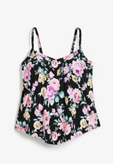 Plus Size Hanky Hem Tankini Swim Top, C6415, small