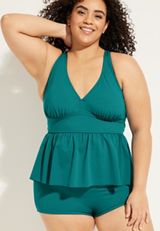 Plus Size Peplum Tankini Swim Top, C3226, small