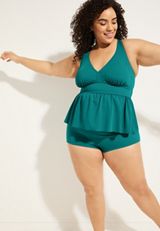 Plus Size Peplum Tankini Swim Top, C3226, small