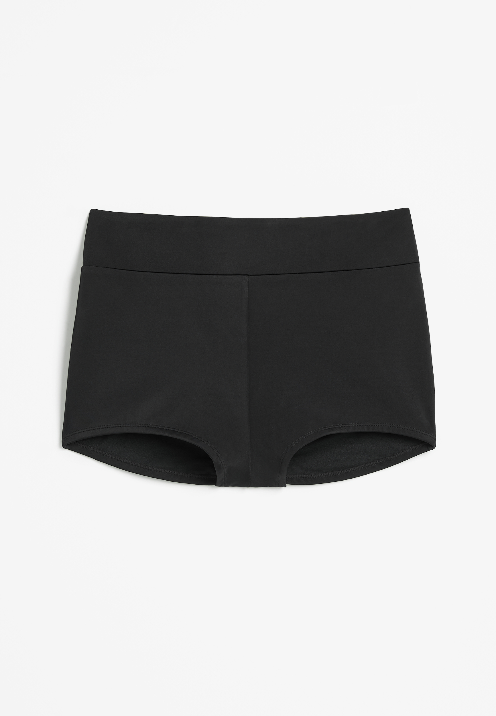Plus Size Solid Boyshort Bikini Bottom, BLACK, large
