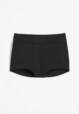 Plus Size Solid Boyshort Bikini Bottom, BLACK, small