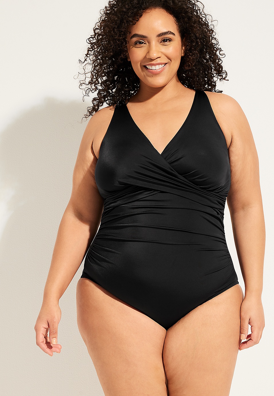 Plus Size Ruched Cutout One-Piece Swimsuit