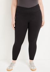 Plus Size Black Super High Rise Luxe Crossover Legging, BLACK, small