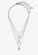 3 Pack Heart Pendant Layered Necklace, , small