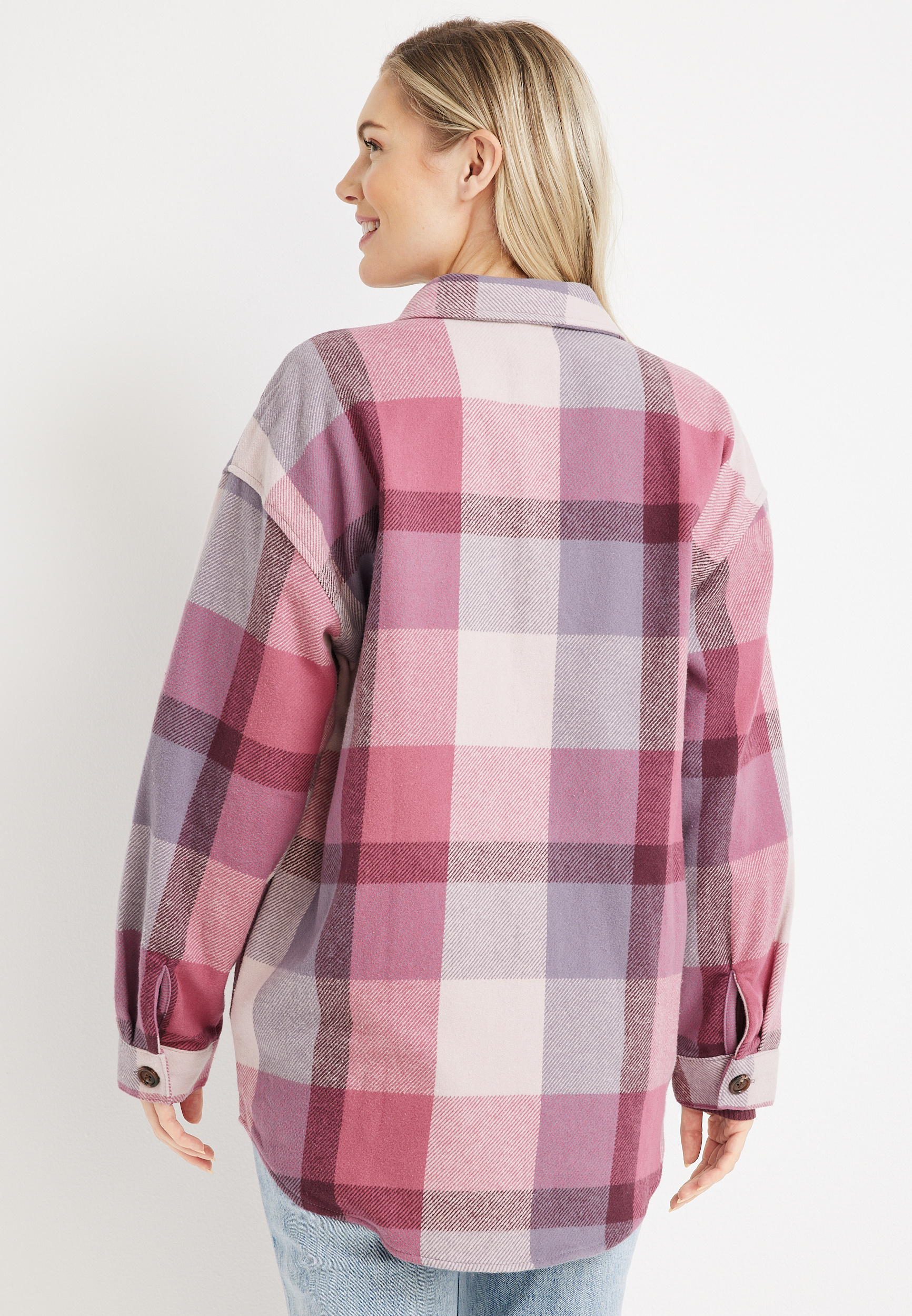 Plaid Twill Shacket, C1122, large