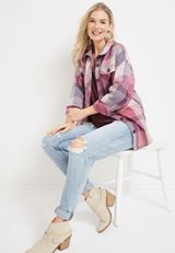 Plaid Twill Shacket, C1122, small