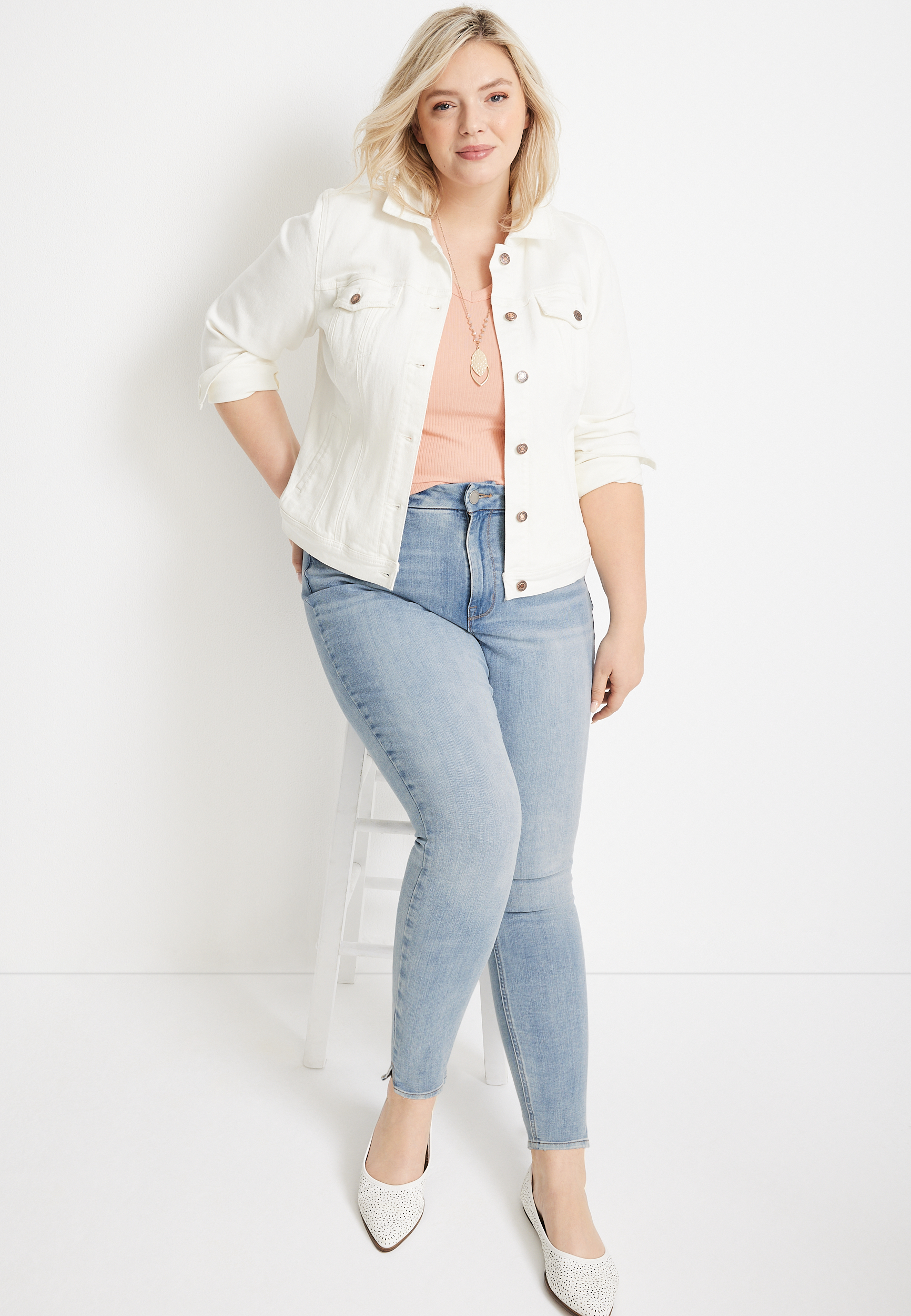 Plus Size m jeans by maurices&trade; Limitless High Rise Slit Hem Jegging, LIGHT SANDBLAST, large
