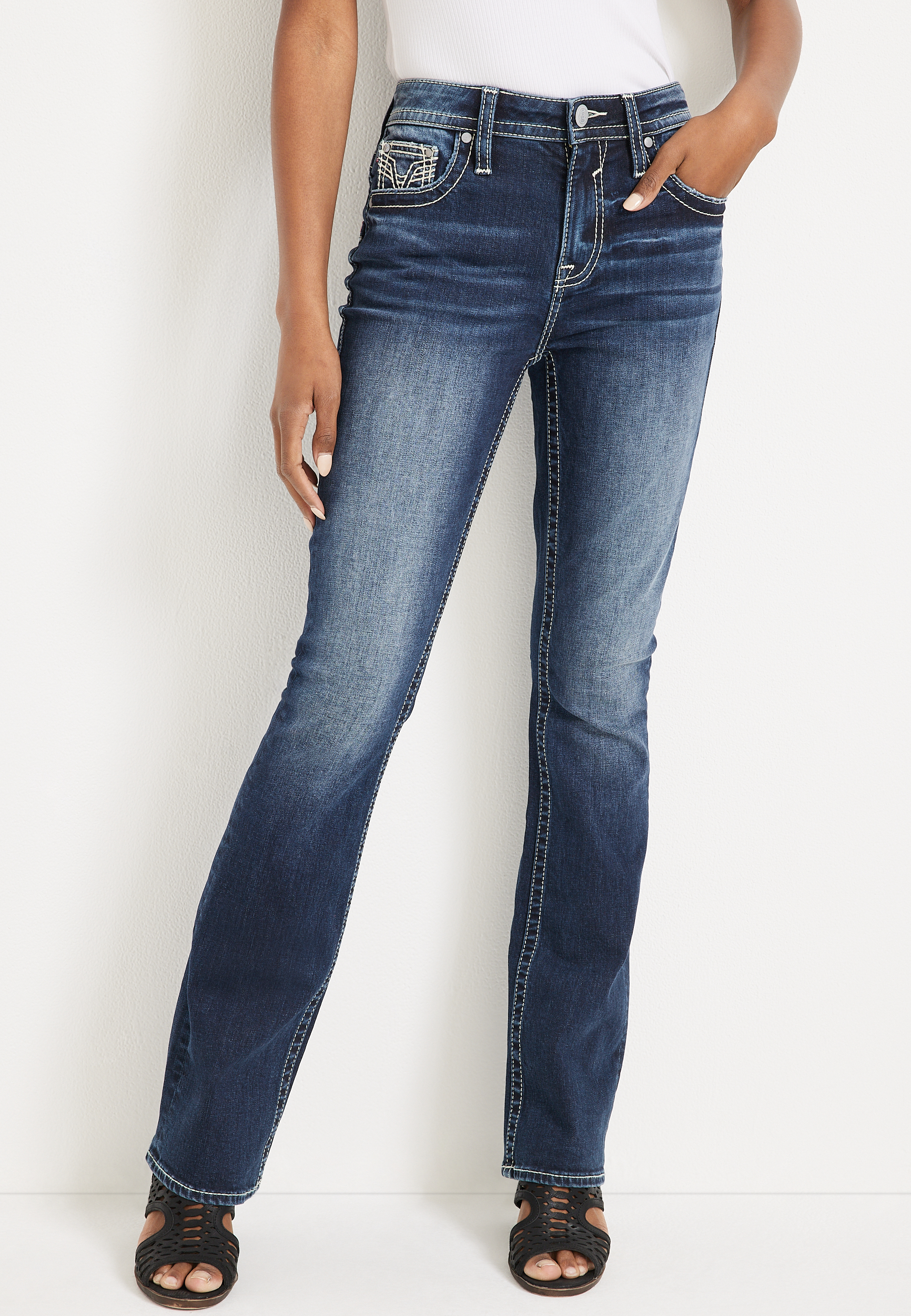 Vigoss&reg; Bootcut Heritage Americana High Rise Jean, DARK SANDBLAST, large
