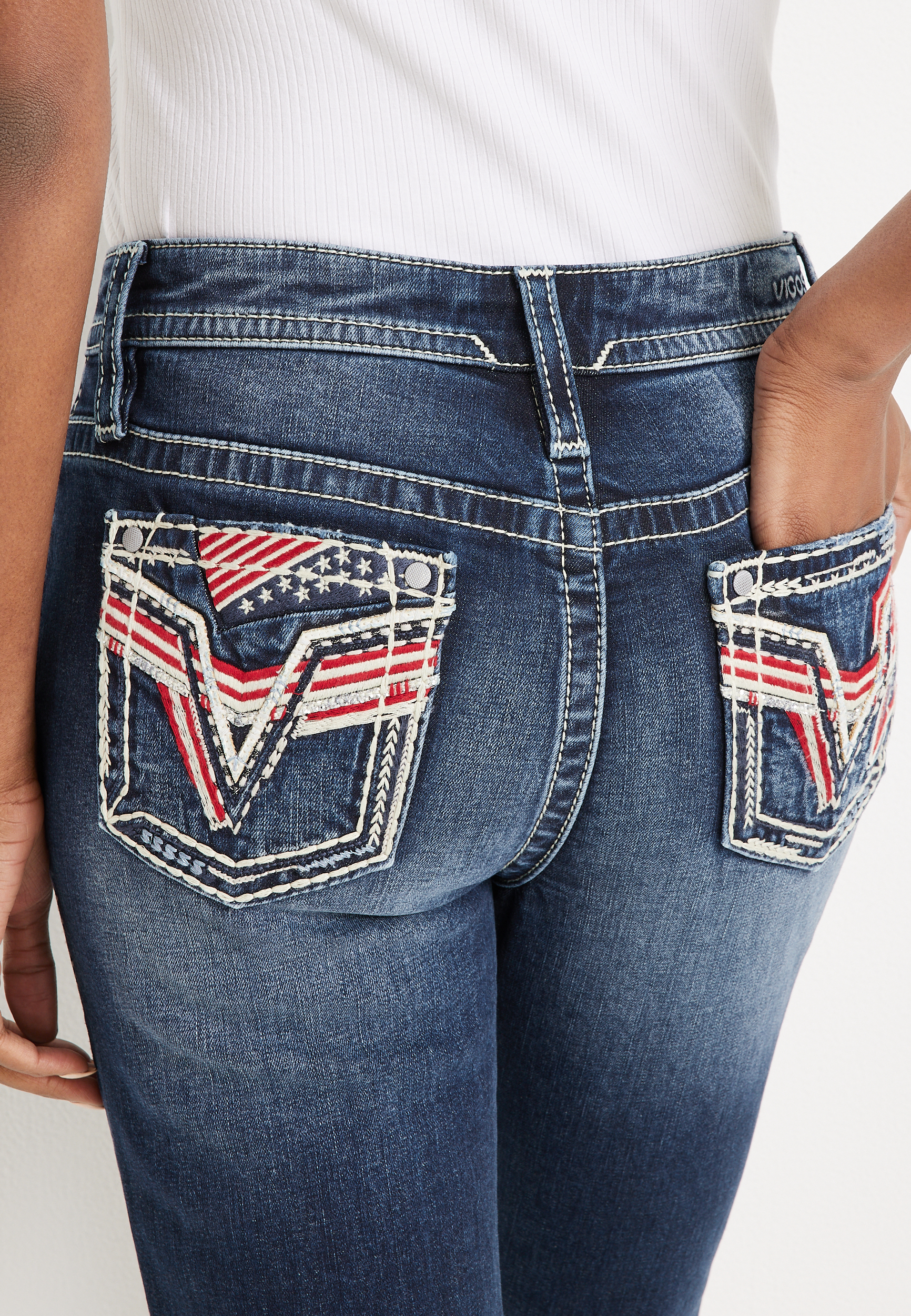 Vigoss&reg; Bootcut Heritage Americana High Rise Jean, DARK SANDBLAST, large