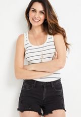 KanCan&trade; Black Ripped High Rise 3.5in Short, BLACK, small