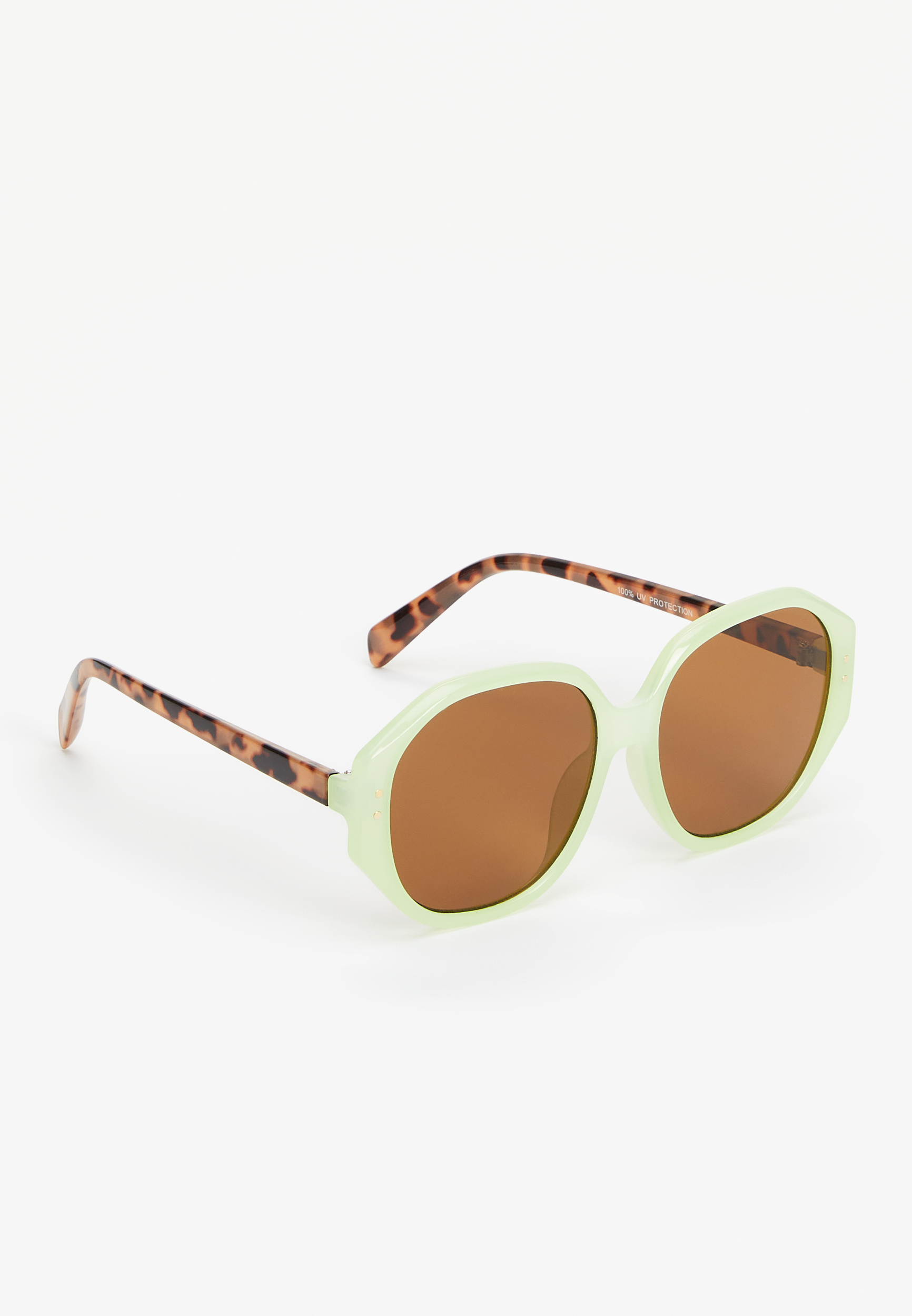 Mint and Tortoise Round Sunglasses