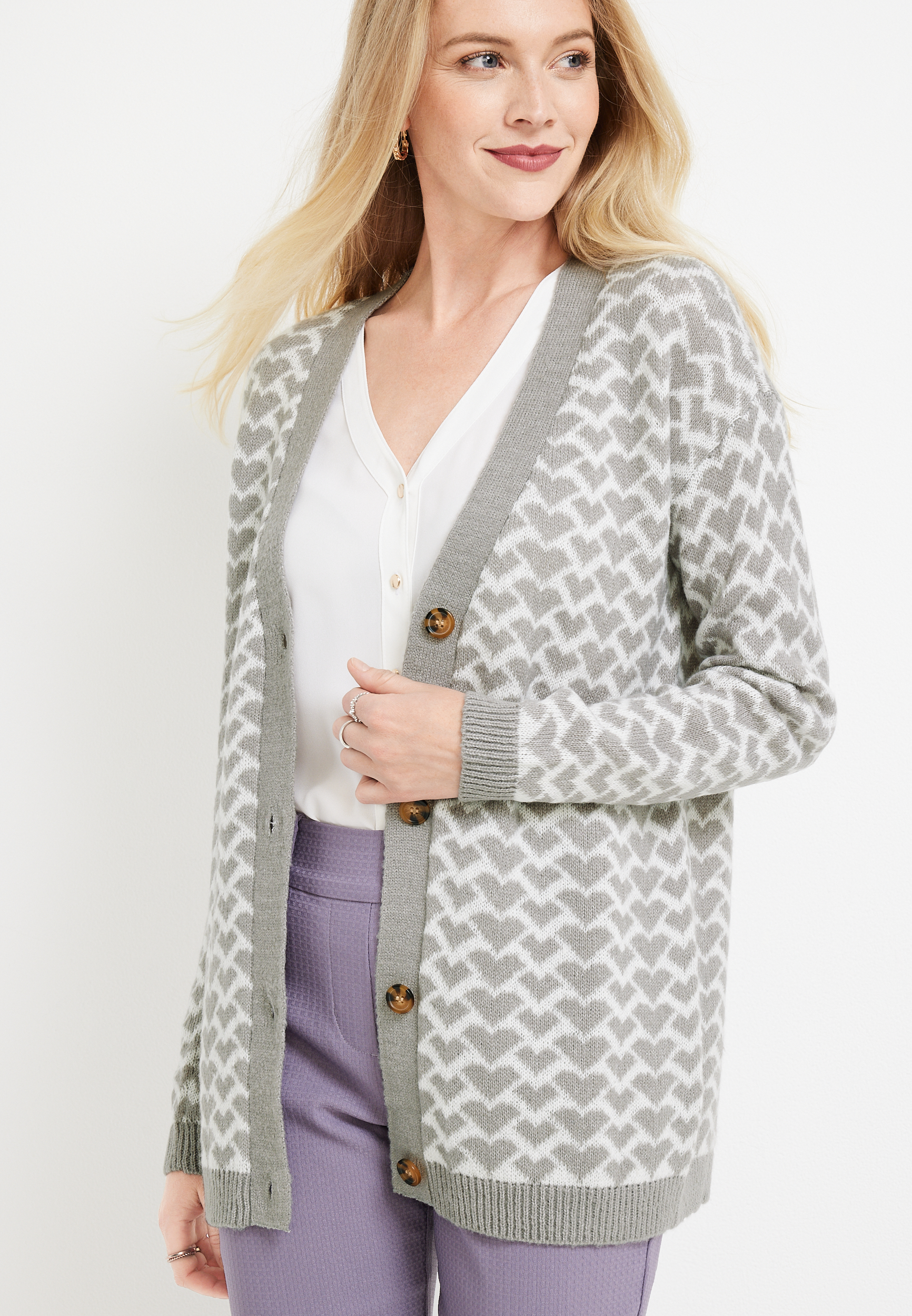 Heart Button Cardigan | maurices