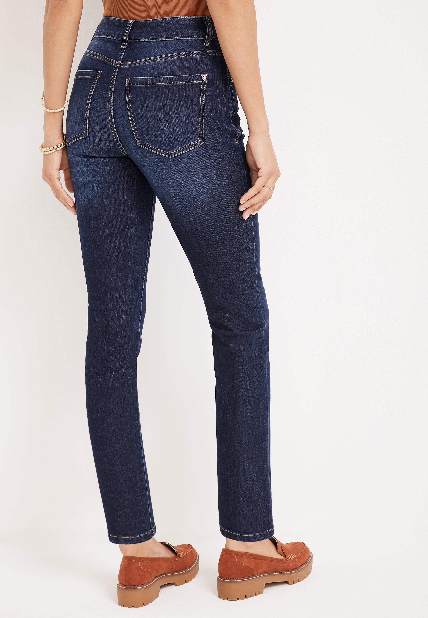m jeans by maurices&trade; Everflex&trade; Slim Straight Ankle High Rise Jean, DARK SANDBLAST, large