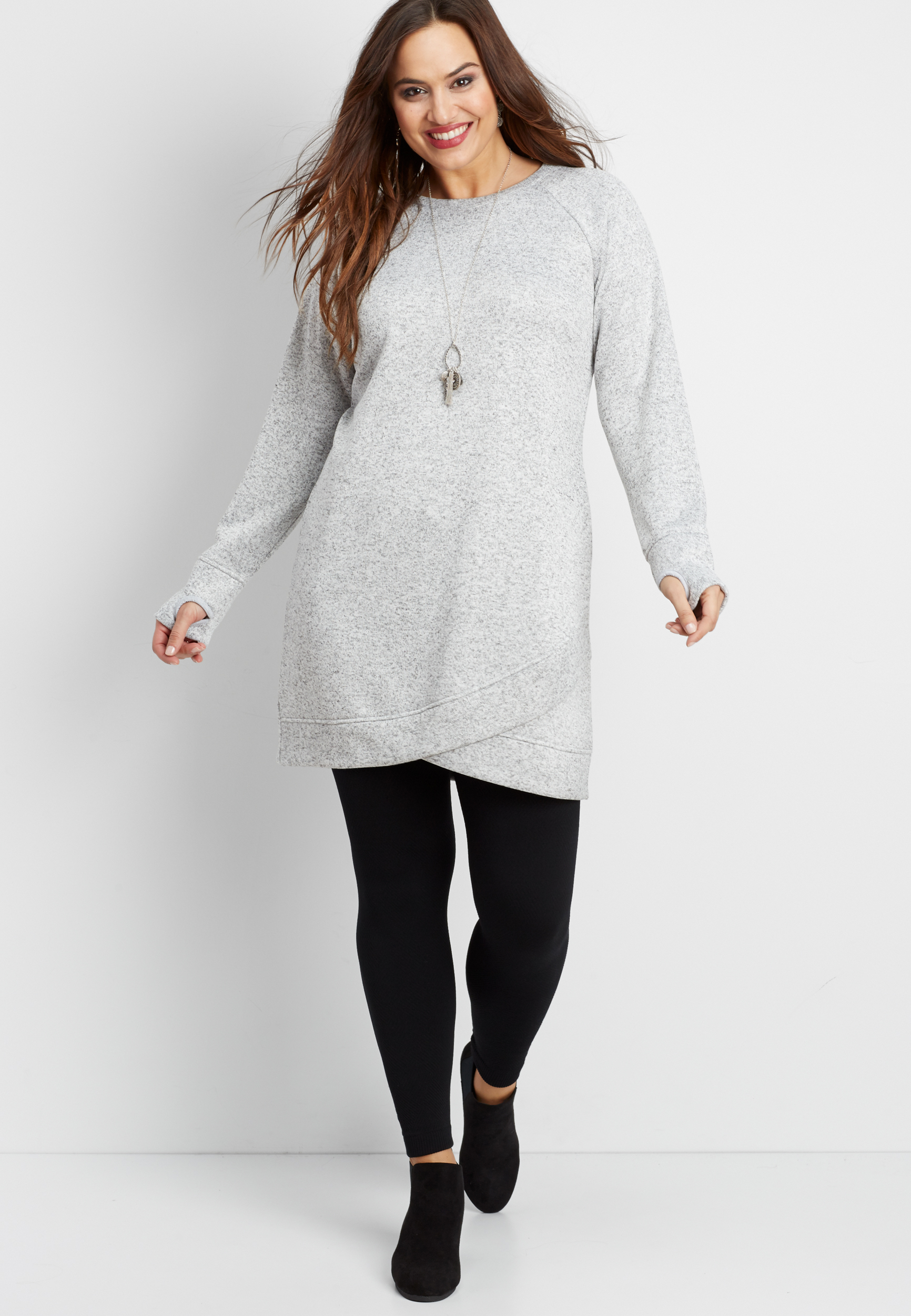 plus size fleece lined sweatshirt dress with tulip hem | maurices