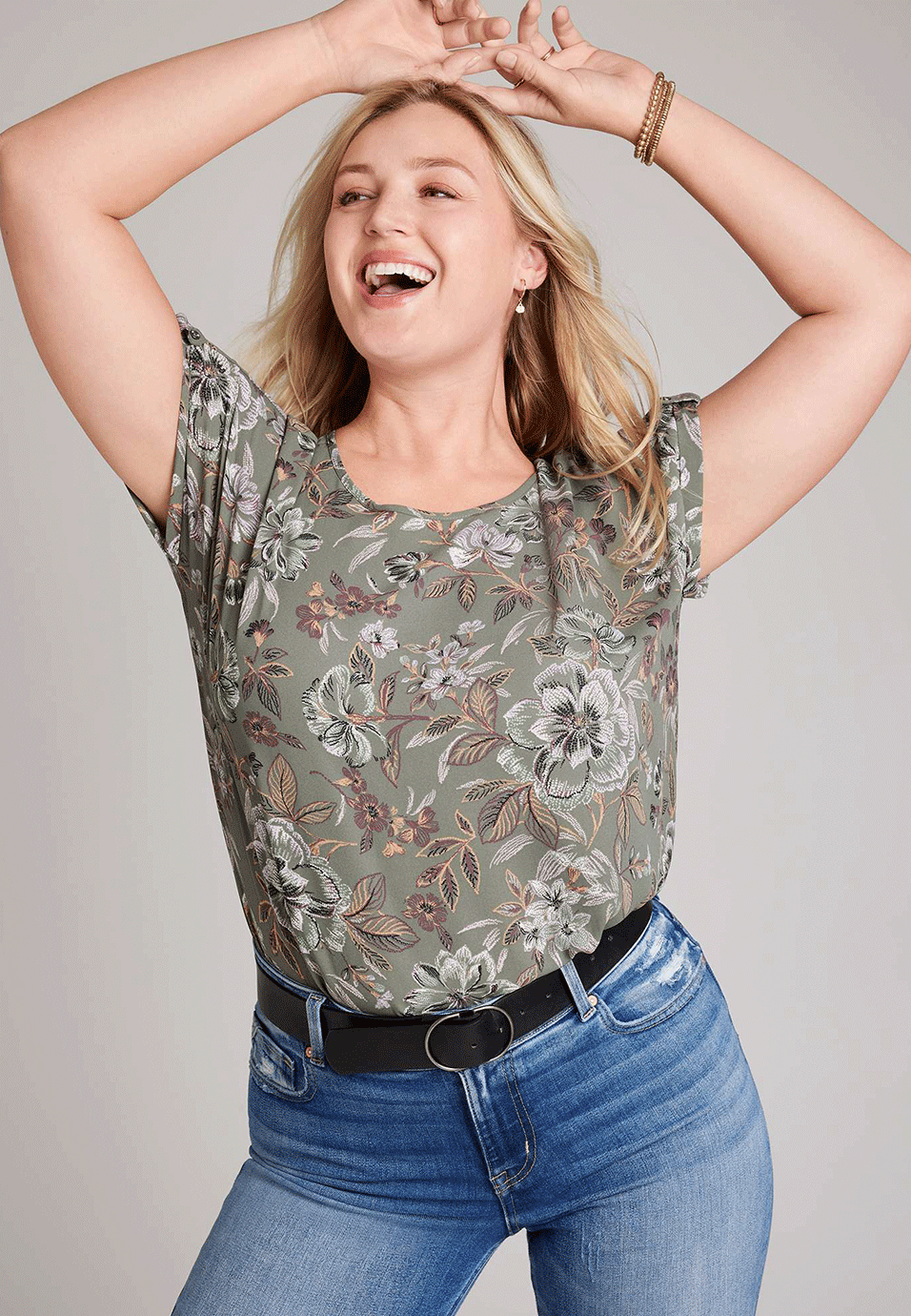 Delton Floral Zipper Back Blouse | maurices