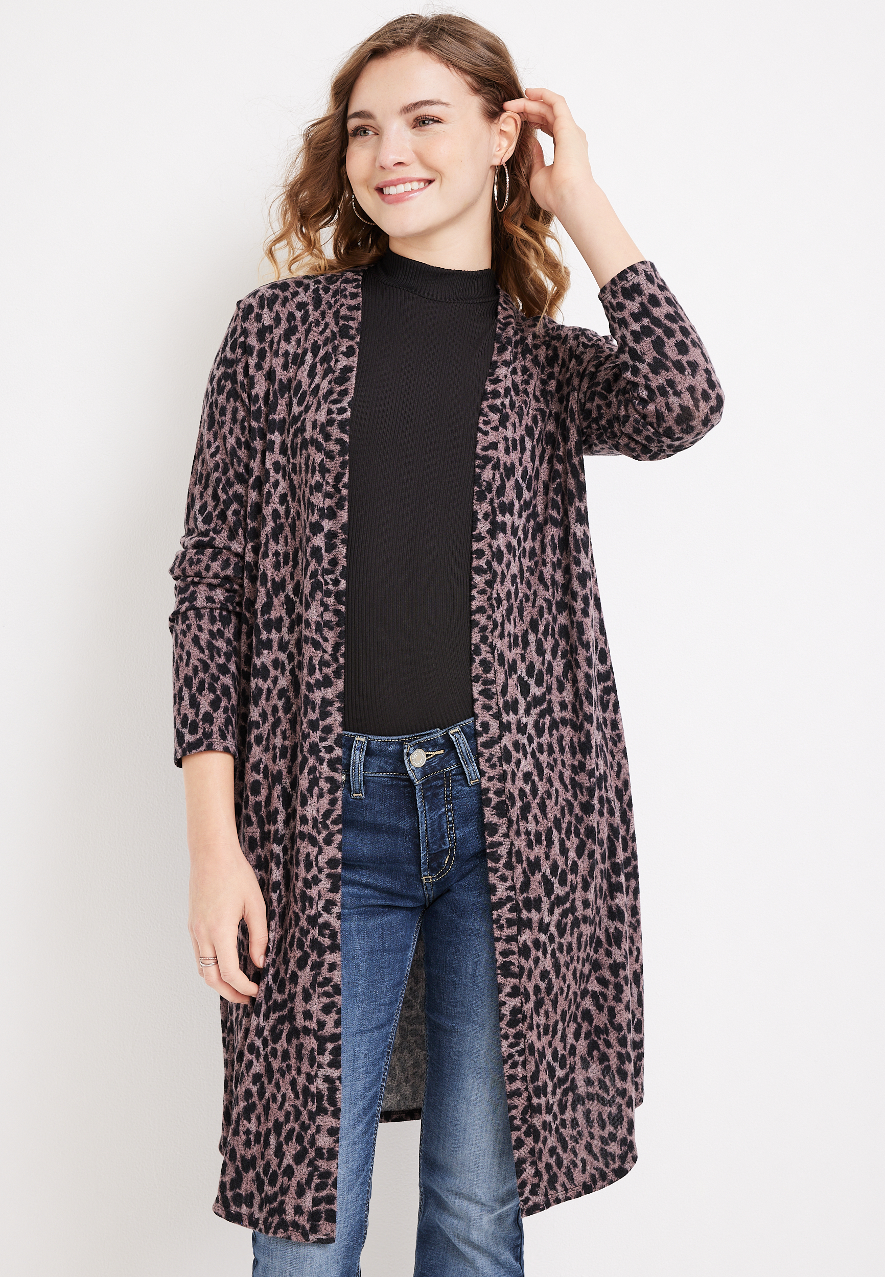 leopard duster cardigan