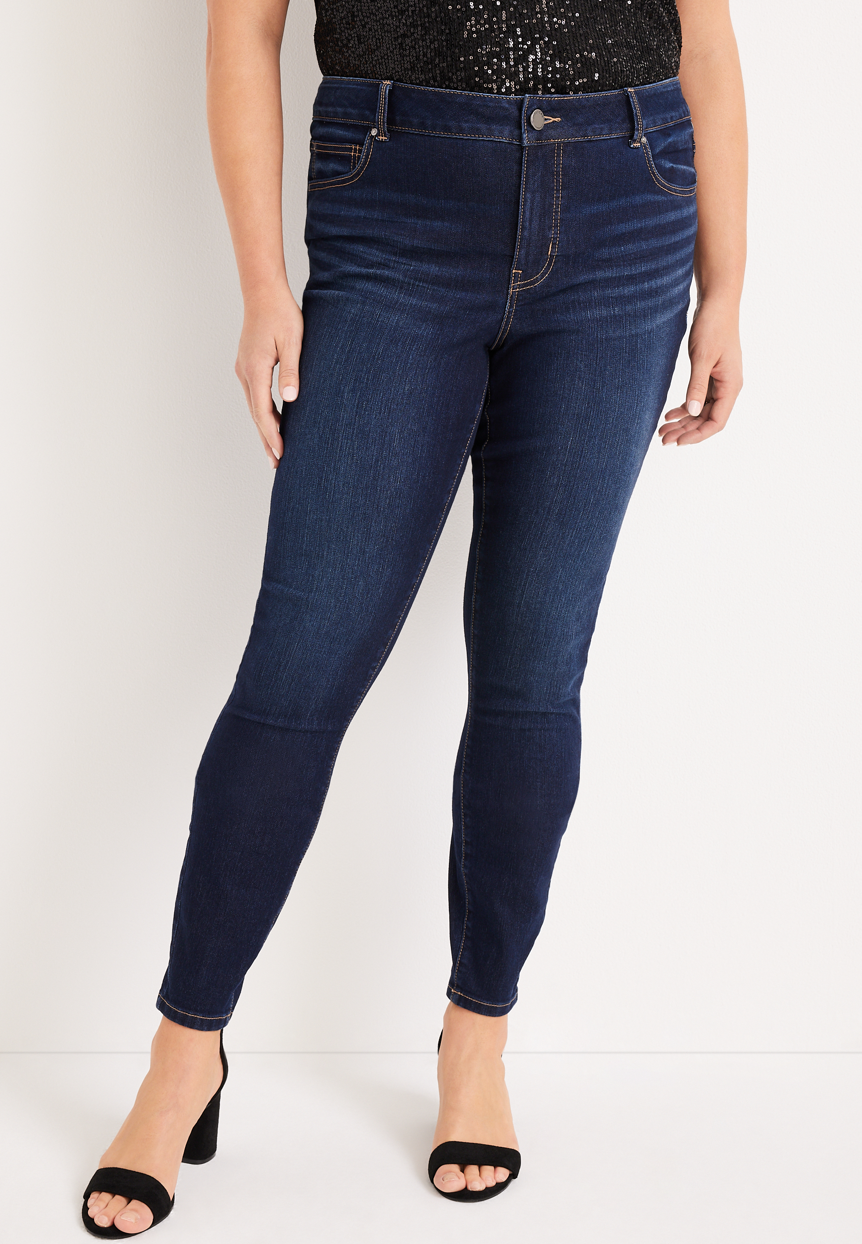 njshnmn Women's Plus Size Tall Skinny-Leg Pull-On Stretch Jean Denim Pants  with Pocket Slim Jeggings Fitness PluSize Leggings 
