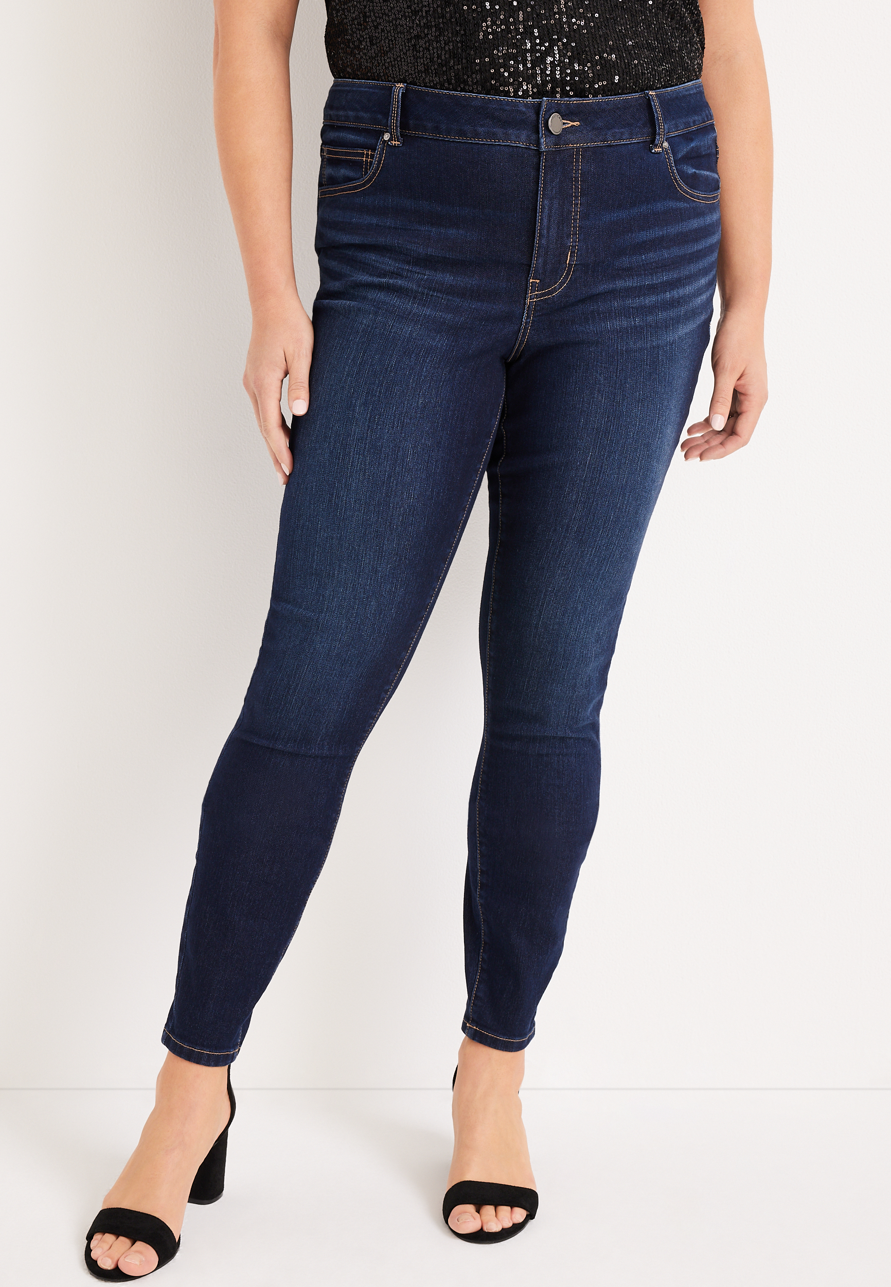 Plus Size Everflex™ Mid Fit Mid Rise Dark Wash Jean