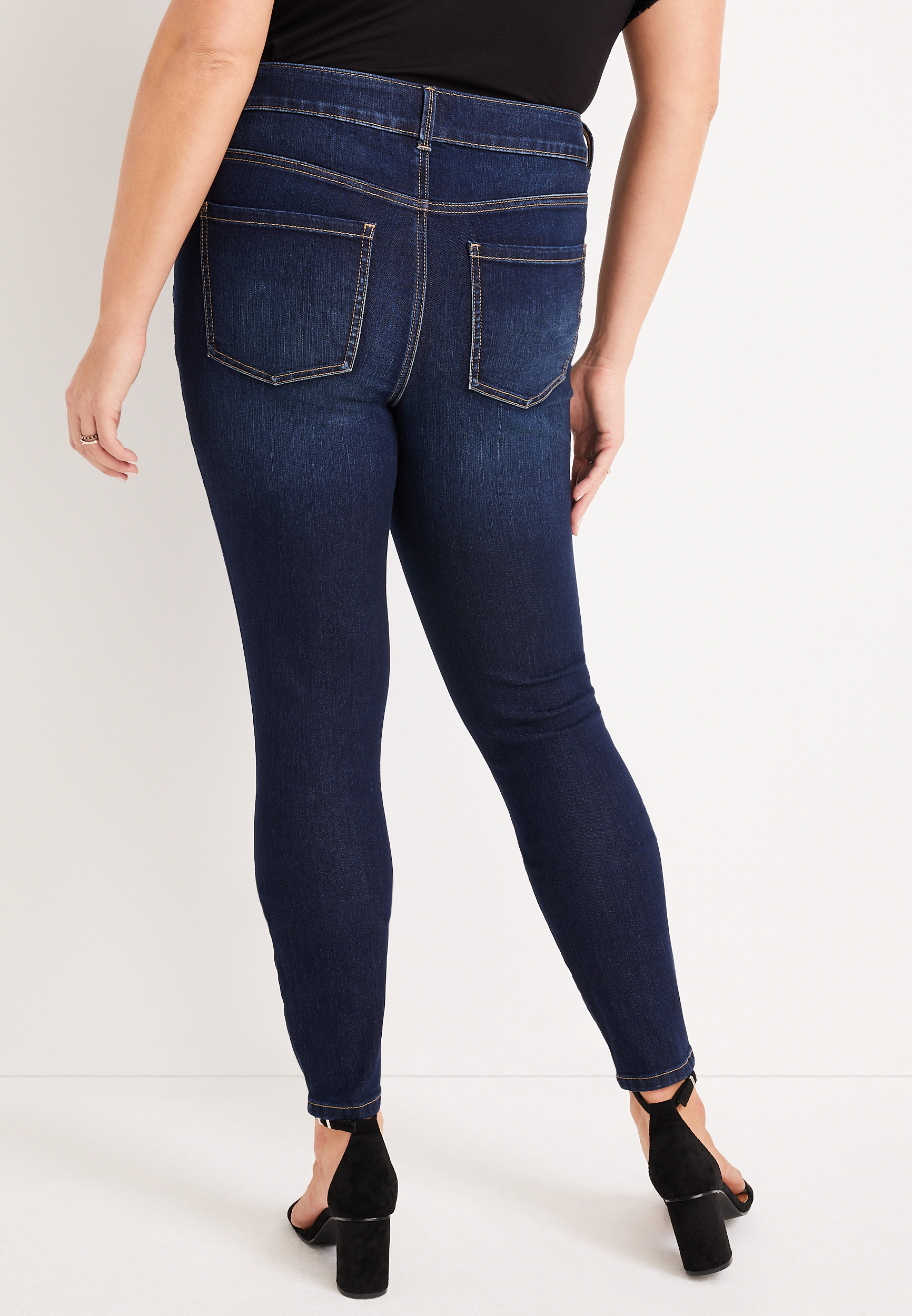 Plus Size Everflex&trade; Mid Fit Mid Rise Dark Wash Jean, C258, large