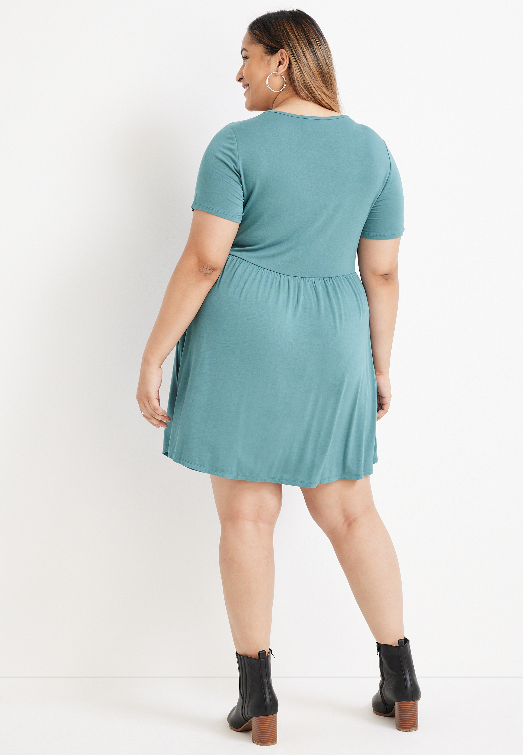 Plus Size 24/7 Lace Up Skater Mini Dress, C6152, large
