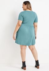 Plus Size 24/7 Lace Up Skater Mini Dress, C6152, small