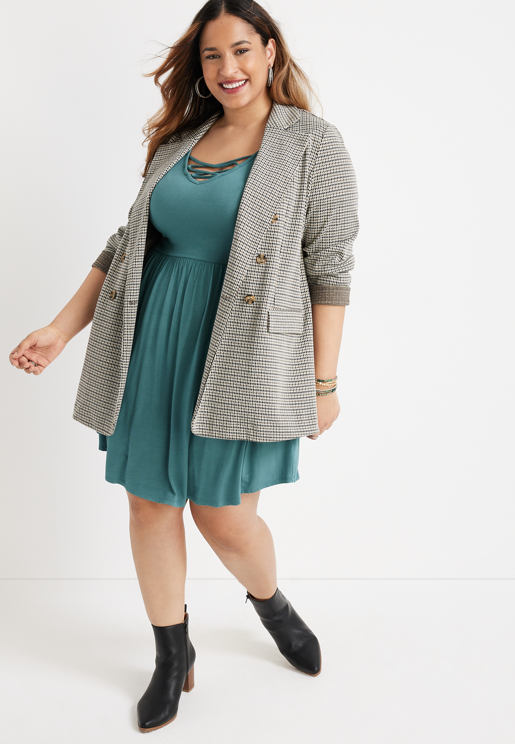 Plus Size 24/7 Lace Up Skater Mini Dress, C6152, large