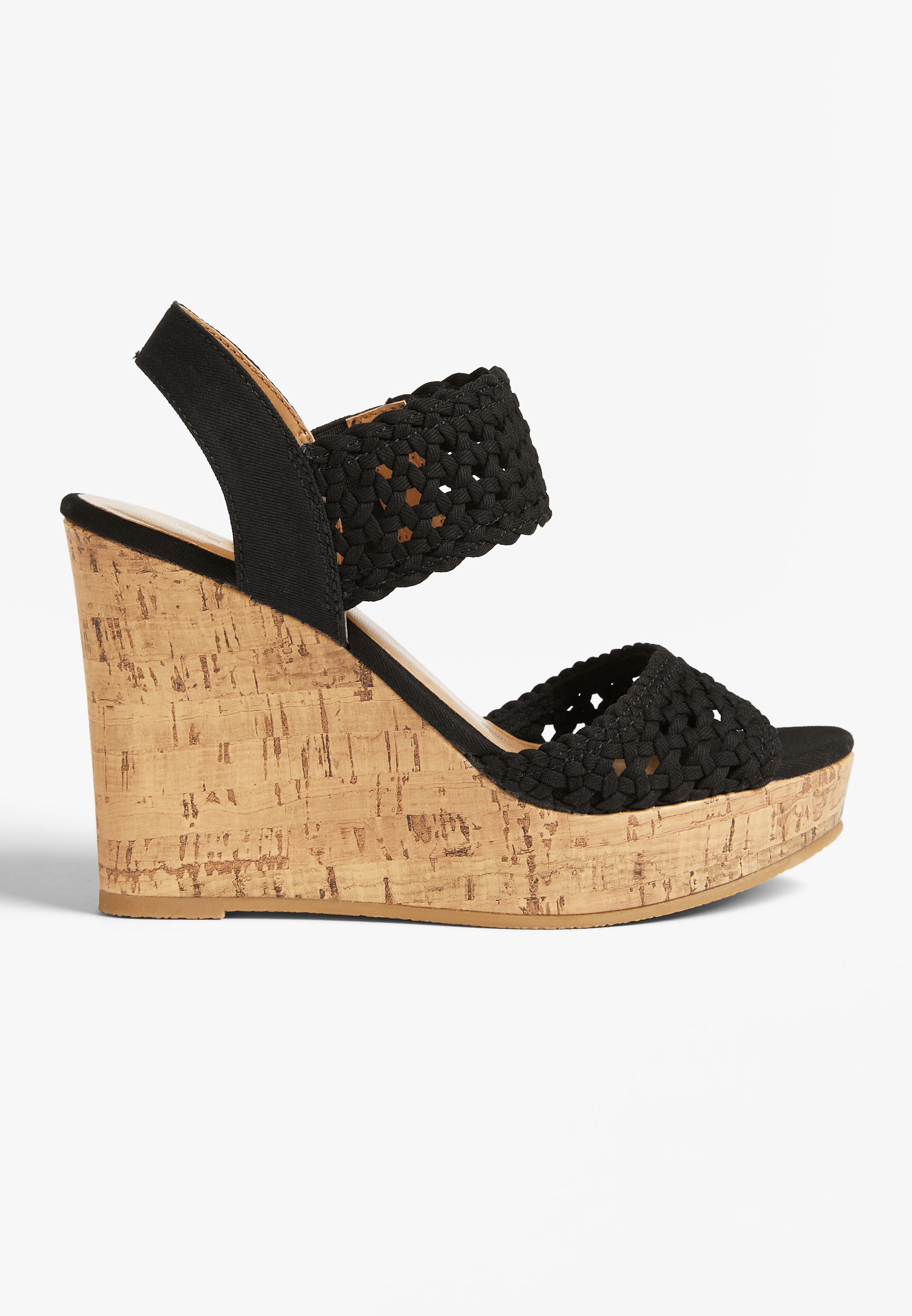 Beverly Crochet Wedge, BLACK, large
