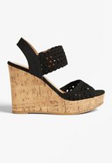 Beverly Crochet Wedge, BLACK, small