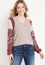 Waffle Mix Long Sleeve Tee, C7726, small