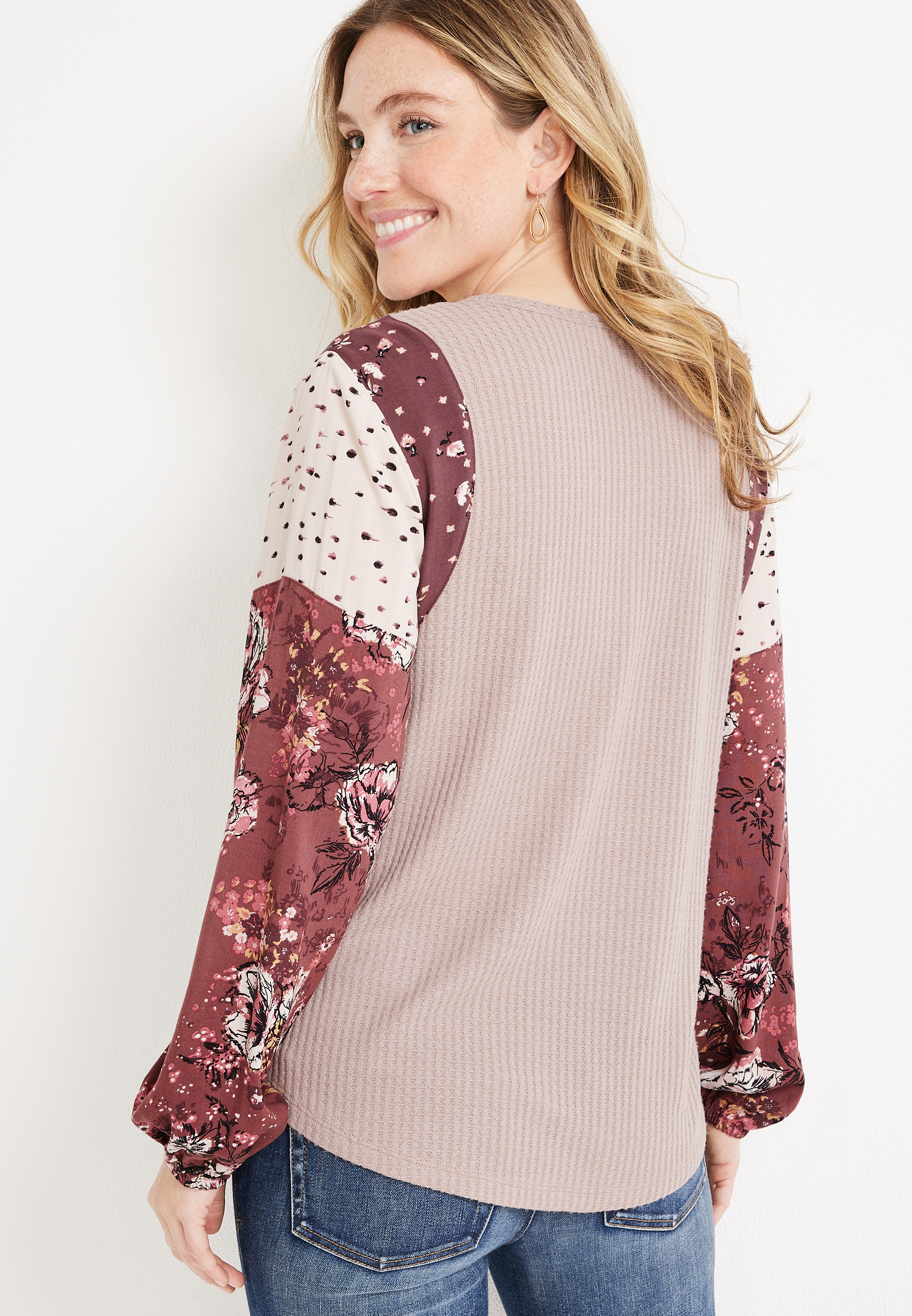 Waffle Mix Long Sleeve Tee, C7726, large