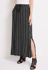 Drawstring Waist High Rise Maxi Skirt, C1756, small