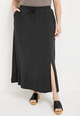 Plus Size Drawstring Waist High Rise Maxi Skirt, C106, small