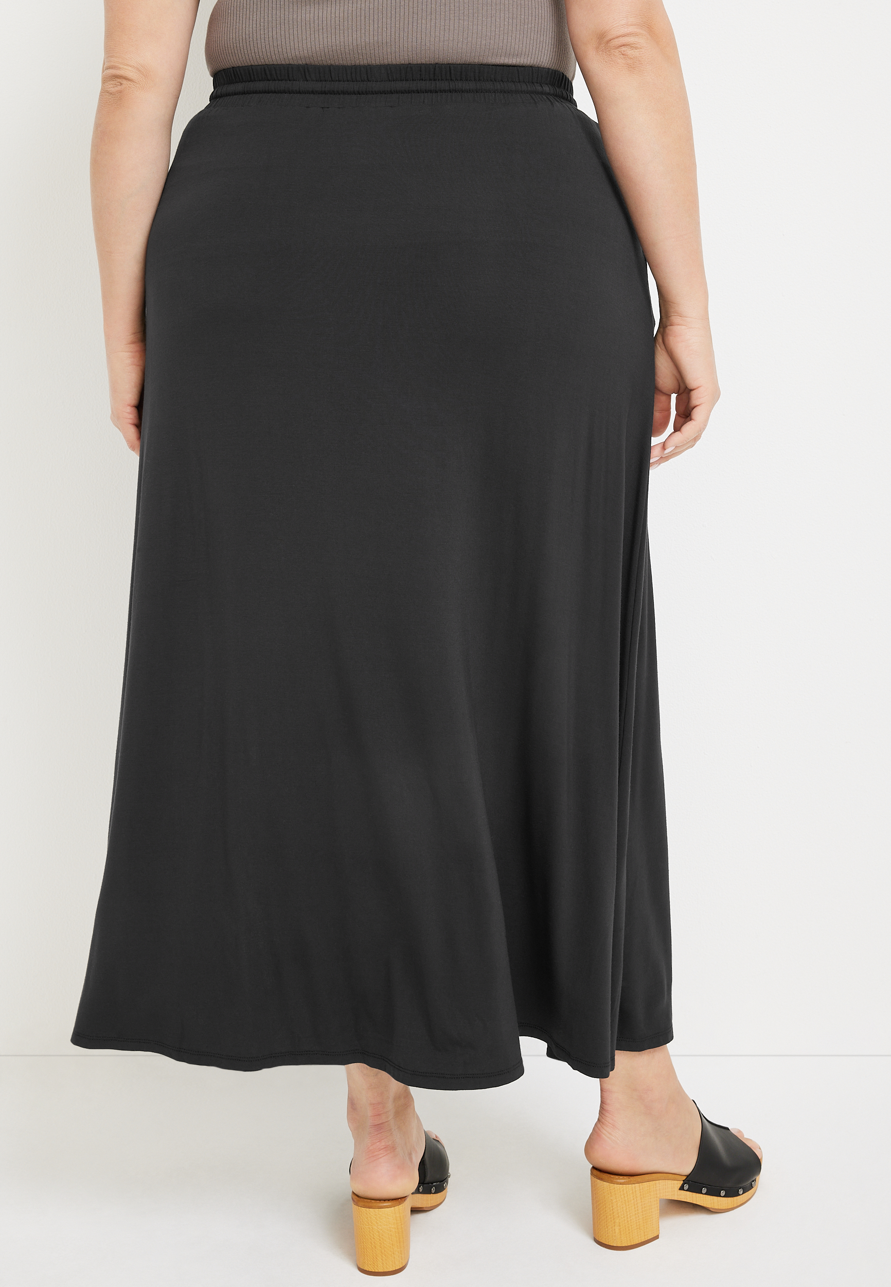 Plus Size Drawstring Waist High Rise Maxi Skirt, C106, large
