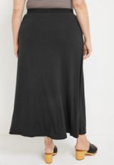 Plus Size Drawstring Waist High Rise Maxi Skirt, C106, small