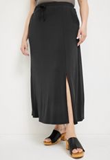 Plus Size Drawstring Waist High Rise Maxi Skirt, C106, small