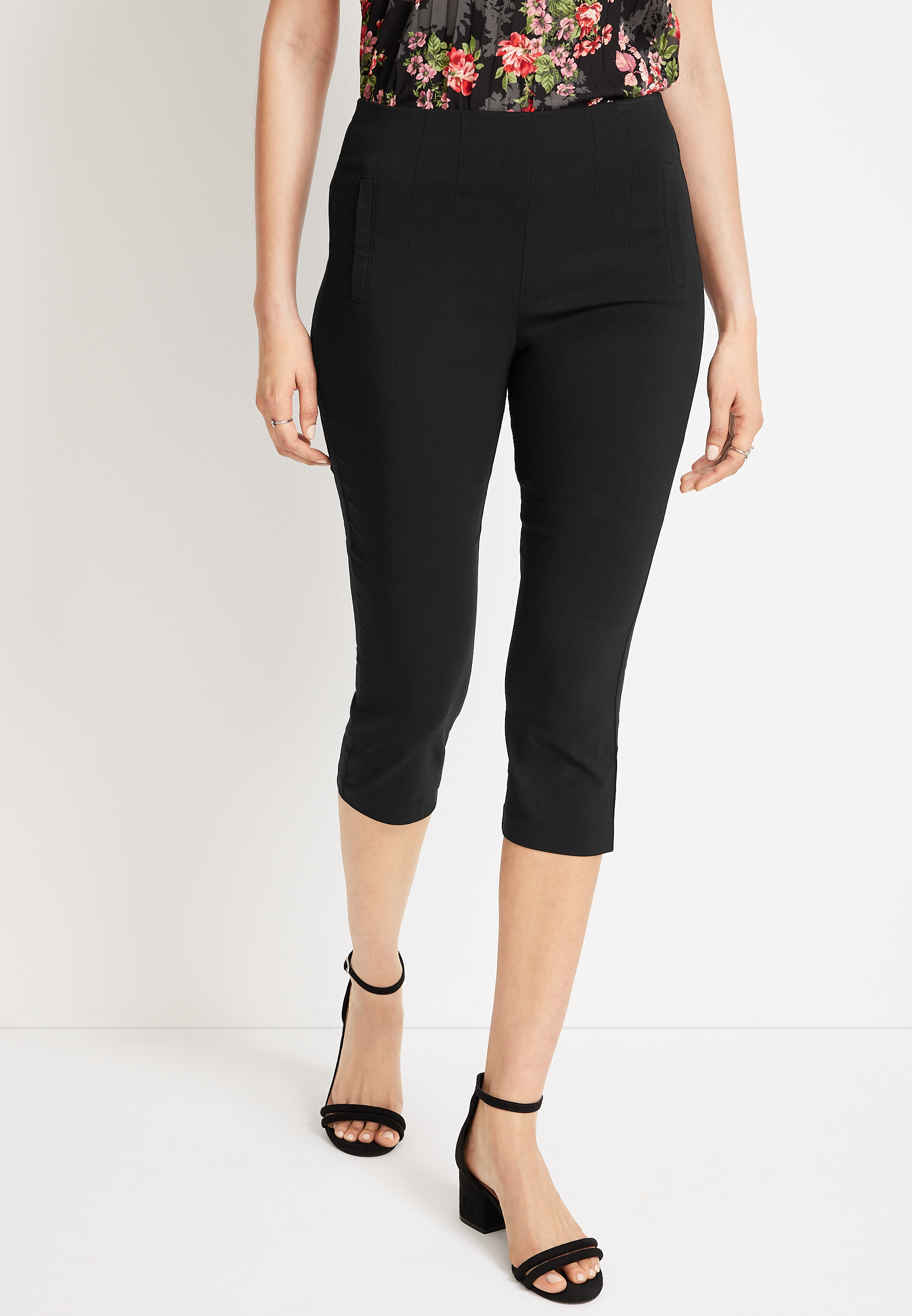 KATIES - Womens Pants - Black - Classic Crop Pant - Cropped - Capri - Calf  Length - Slim Fit - Lightweight - Stretch Fabric - Summer Women's Clothing