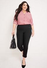 Plus Size Bengaline Textured Cropped Dress Pant, C106, small