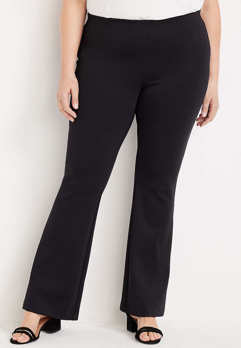 Solid Flared Ponte Pants for Women, Black