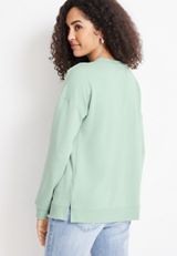 Snap Shoulder Fleece Sweatshirt, SAGE, small