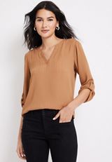 Atwood Textured 3/4 Sleeve Popover Blouse, C520, small