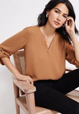 Atwood Textured 3/4 Sleeve Popover Blouse, C520, small