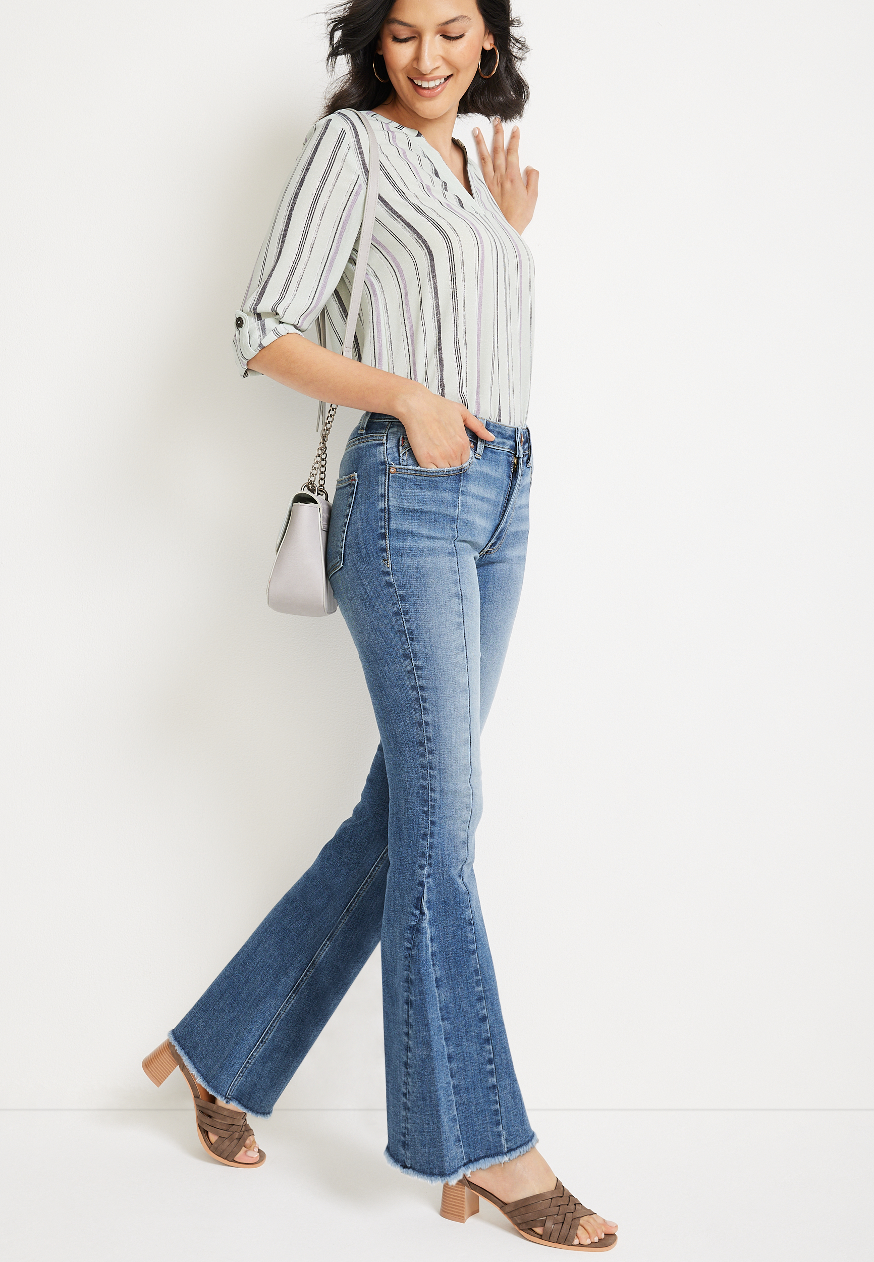 edgely&trade; Flare Front Seam High Rise Jean, C3337, large